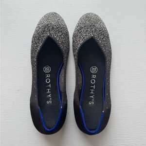 Rothy's “The Flat” in Black and Silver size 6.5